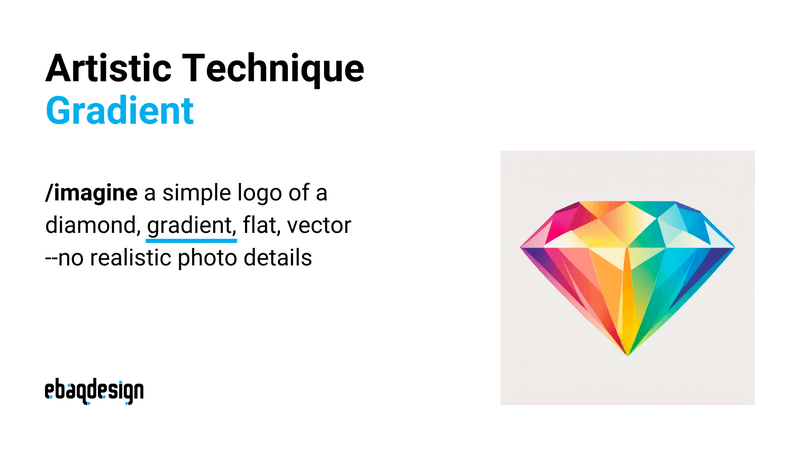 /imagine a simple logo of a diamond, gradient, flat, vector --no realistic photo details