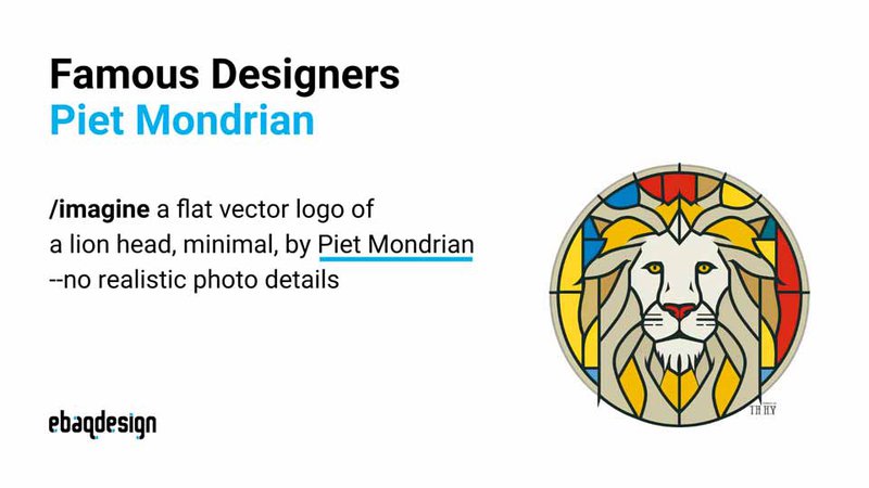 /imagine a flat vector logo of a lion head, minimal, by Piet Mondrian --no realistic photo details