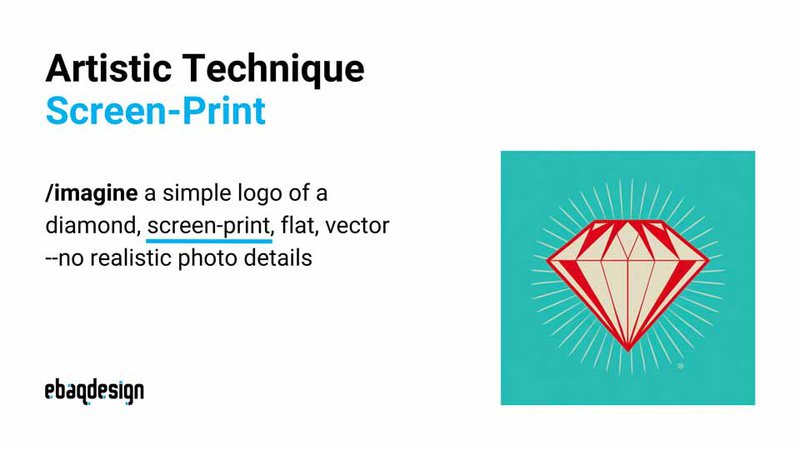 a simple logo of a diamond, screen-print, flat, vector --no realistic photo details