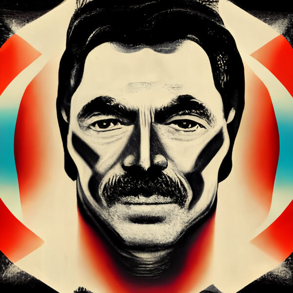 AI art of Tom Selleck at Magnum P.I. in the 1980s