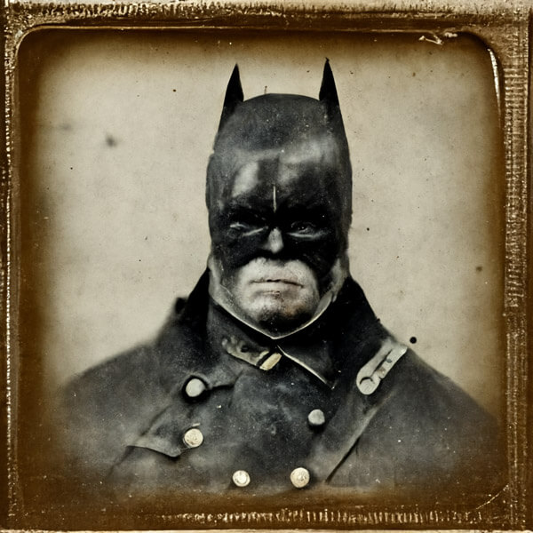 Midjourney image showing Batman in the CIvil War