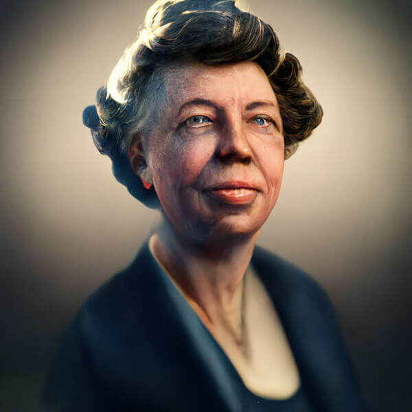 Eleanor Roosevelt portrait created using the AI tool called Midjourney
