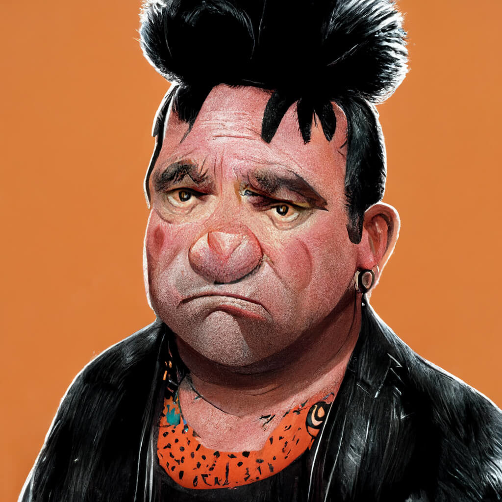 Punk rock Fred Flintstone, created using MidJourney’s AI art tool