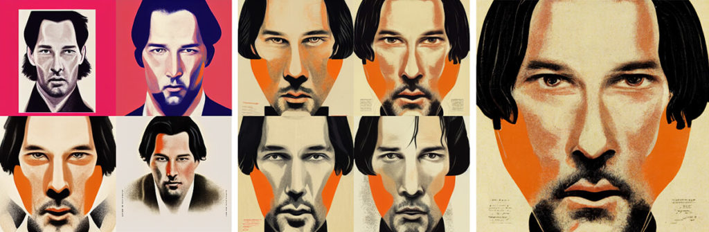 AI art portrait of Keanu Reeves created using MidJourney